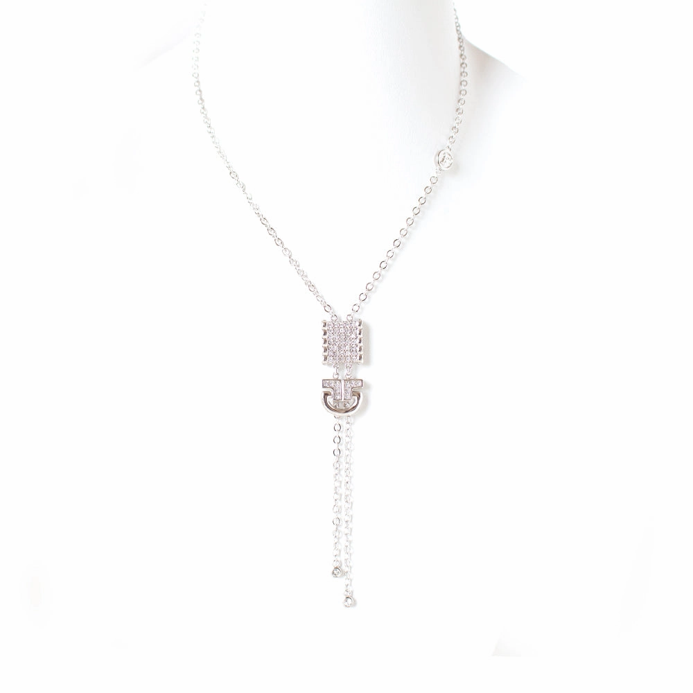 Ferre Milano Necklace Silver Color With Stone fashion-jewelry  