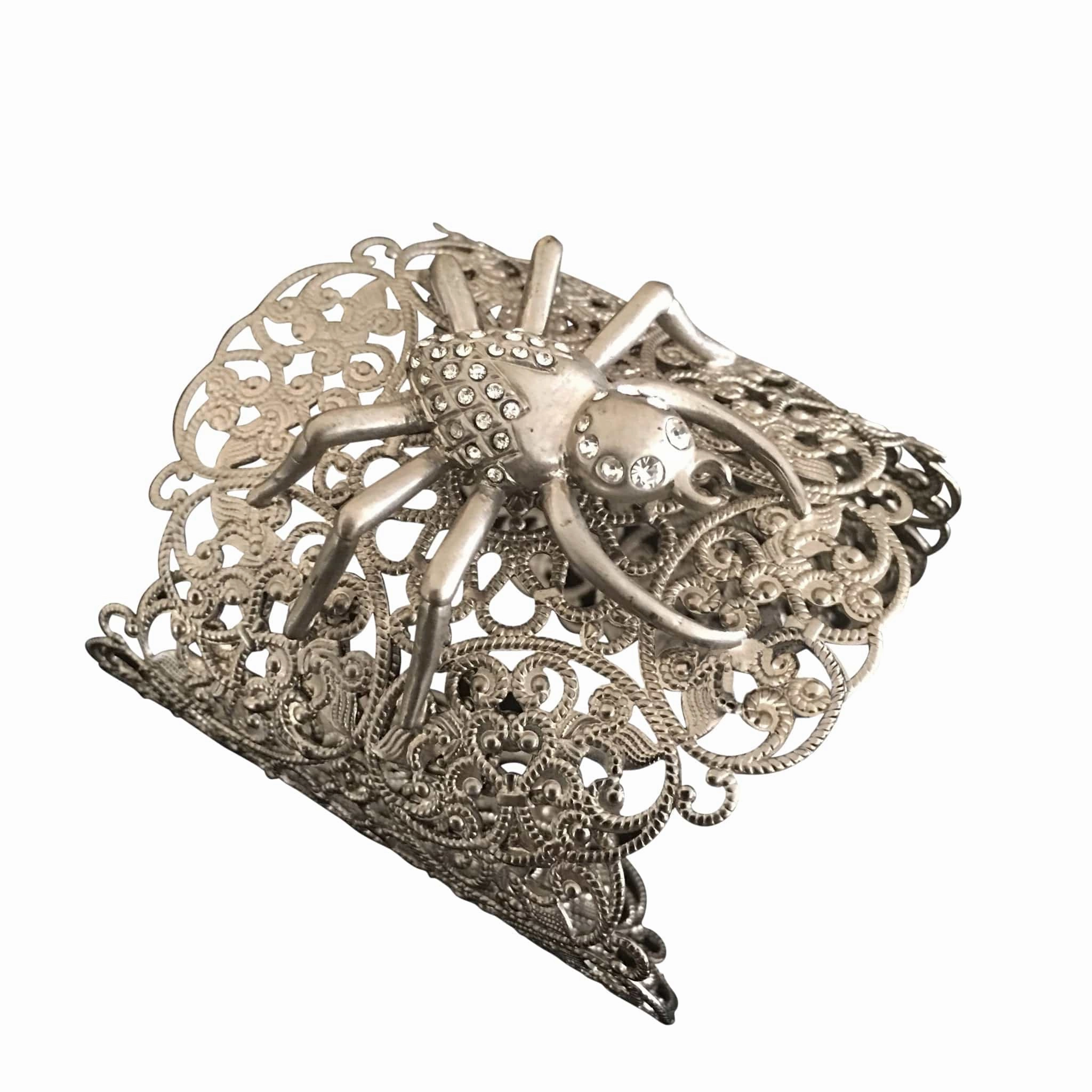 Filigree Spider Cuff Embellished With Swarovsky Crystals
