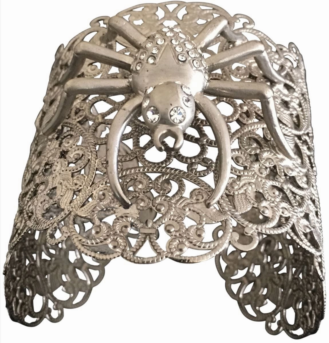 Filigree Spider Cuff Embellished With Swarovsky Crystals hand-chain-bracelet  