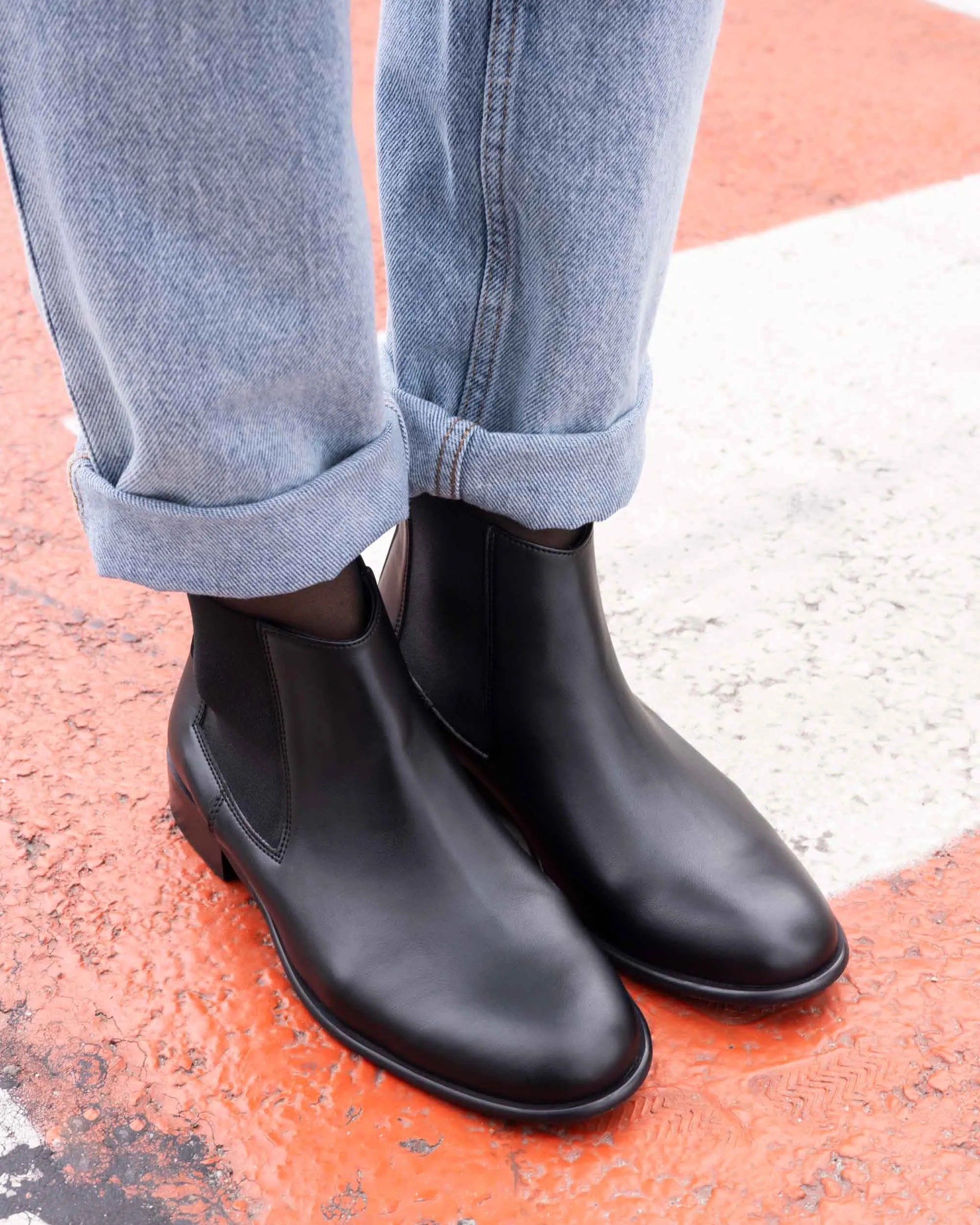 Flossy Vegan-Leder Chelsea Boots | Schwarz