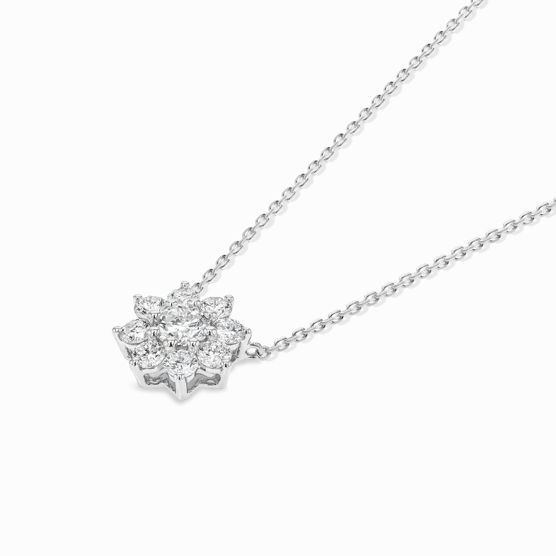 Flower Petal Diamond Pendant White Gold