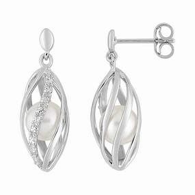 Fontenay Paris Women's Rhodium Plated Earrings with Zirconia 