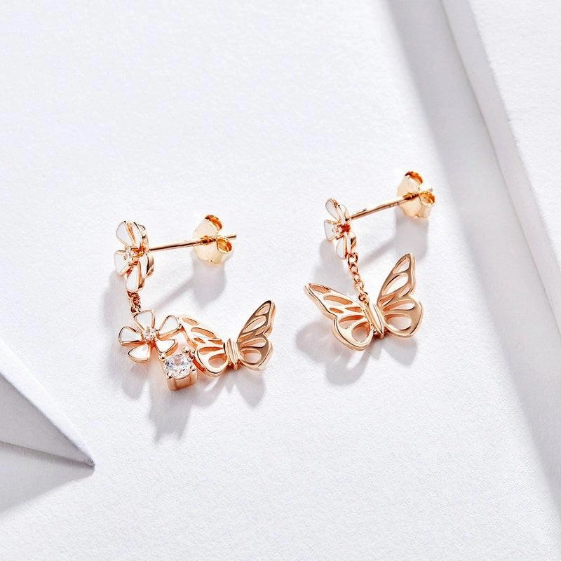Forest Series Butterfly Flower Earrings