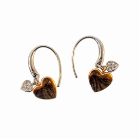Fossil Earrings Base Metal With Circle Zircon Heart Dangle Rosegold fashion-jewelry  