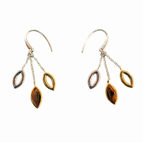 Fossil Earrings Base Metal, With Tri-Color Leaf Shape 