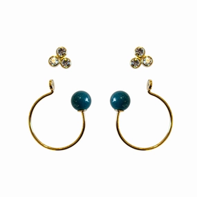 Fossil Earrings Base Metal With Zircon,2 In 1, Gold Color fashion-jewelry  