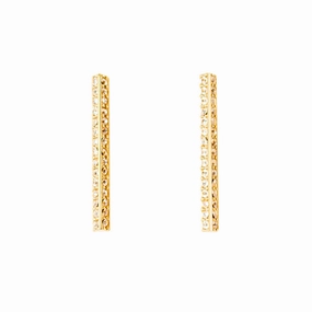 Fossil Earrings Base Metal With Zircon, Gold Color 