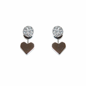 Fossil Earrings Heart Jacket Silver 