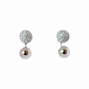 Fossil Earrings Silver With Zircon, 2 In 1 , Silver Color fashion-jewelry  