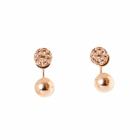 Fossil Earrings Zircon Rose Ip Gold 