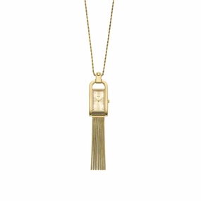 Fossil Harwell Ladies Three-Hand Gold-Tone Stainless Steel Watch Necklace fashion-jewelry  