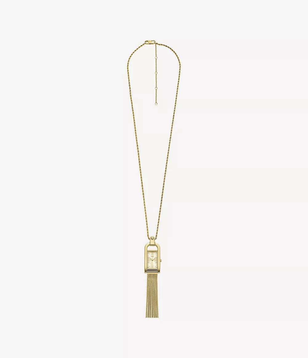 Fossil Harwell Ladies Three-Hand Gold-Tone Stainless Steel Watch Necklace