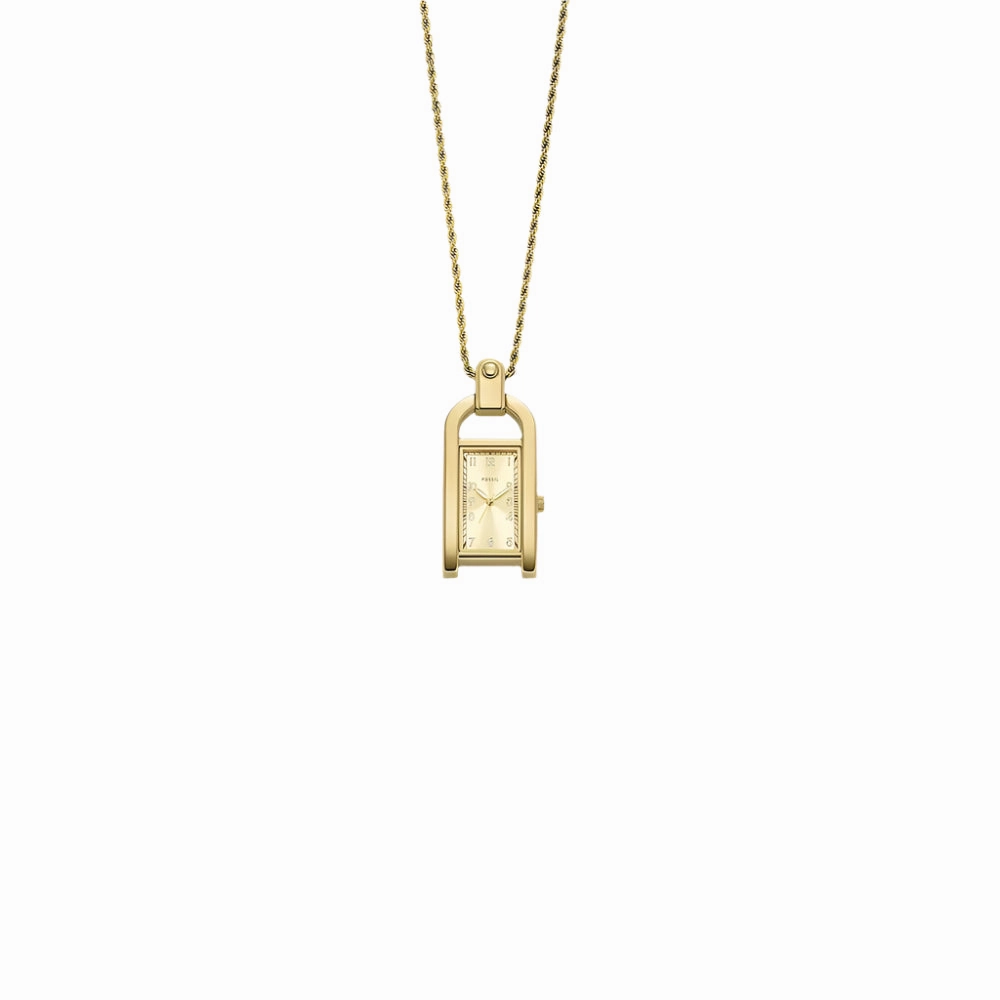 Fossil Harwell Ladies Three-Hand Gold-Tone Stainless Steel Watch Necklace