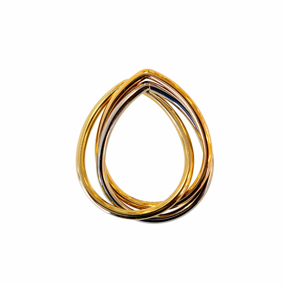 Fossil Ladies Ring Stainless Steel, Tri- Ip Rosegold, Ip Gold & Silver Size 7 fashion-jewelry  