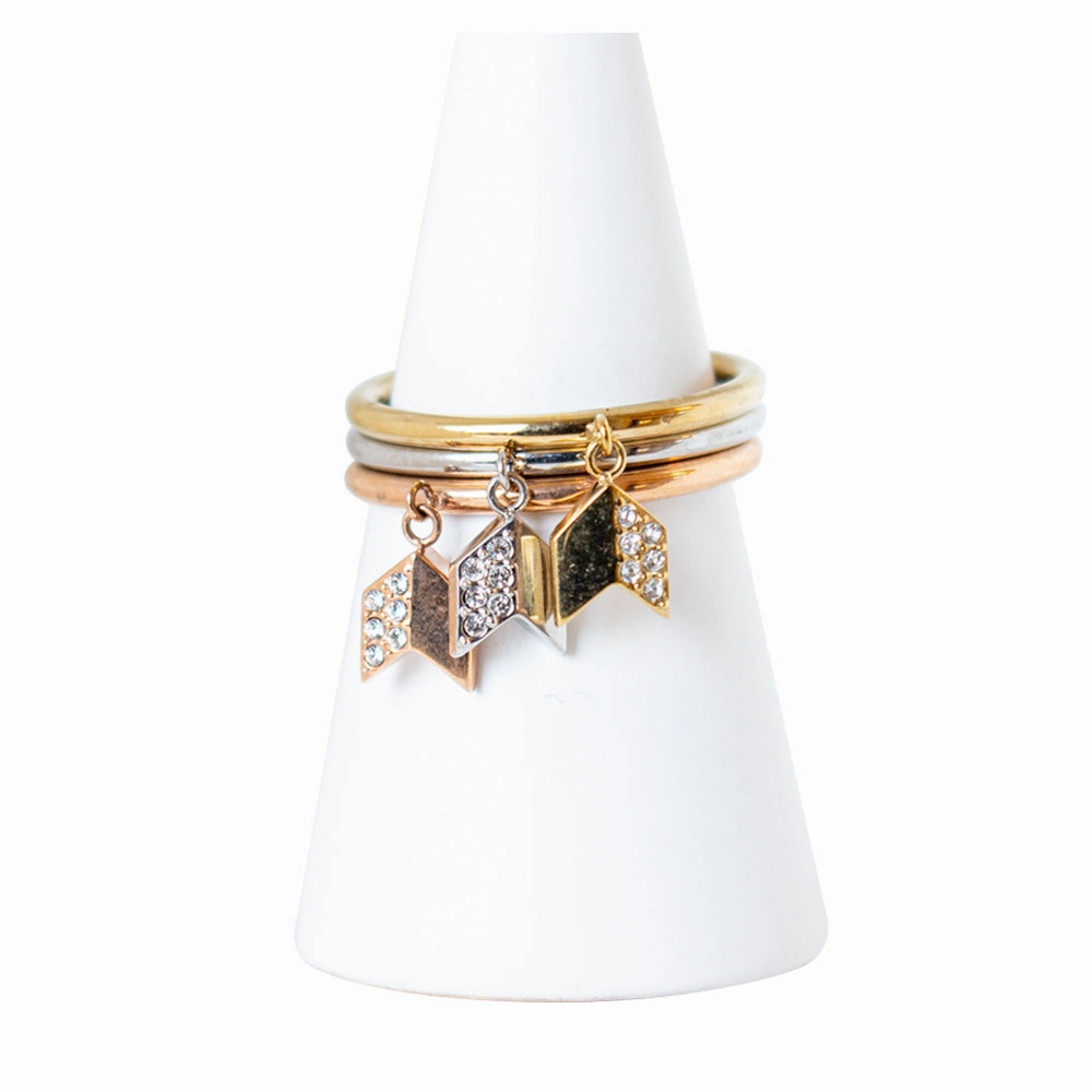 Fossil Ladies Ring With Stone 3 In 1 Tri-Color Ip Rosegold, Ip Gold & Silver fashion-jewelry  