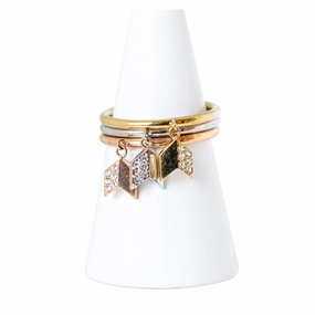 Fossil Ladies Ring With Stone 3 In 1 Tri-Color Ip Rosegold, Ip Gold & Silver fashion-jewelry  