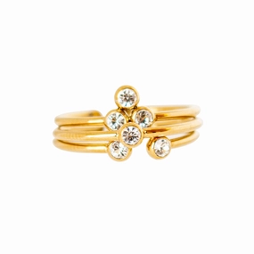 Fossil Ladies Ring With Stones, Gold , 3 In 1 Size 10 fashion-jewelry  
