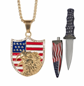 Freedom Shield Pendant & Boot Knife Set 