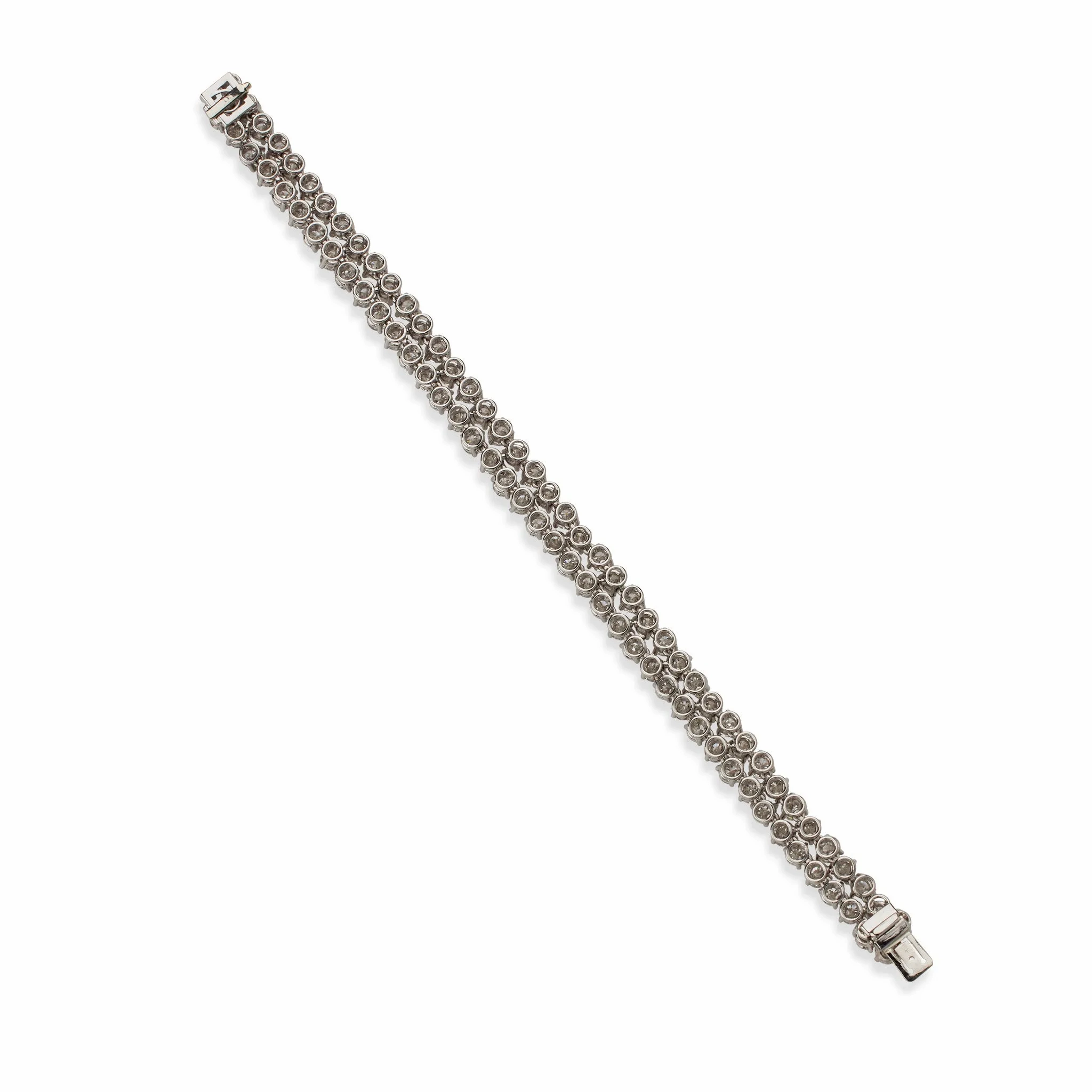 French Platinum and Diamond Double Line Bracelet, Bijouterie Bouchet