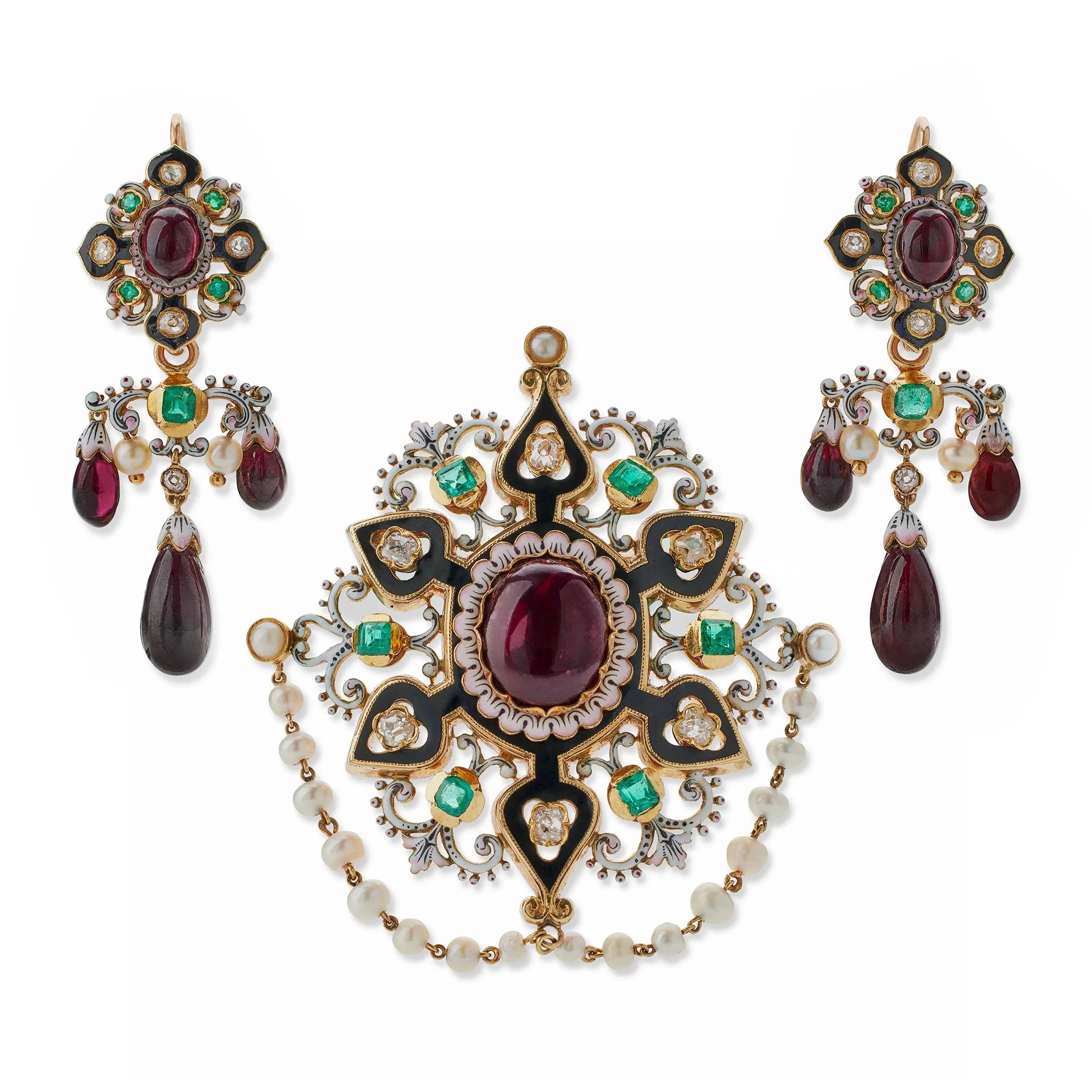 French Renaissance Revival &quot;Holbeinesque&quot; Demi-Parure