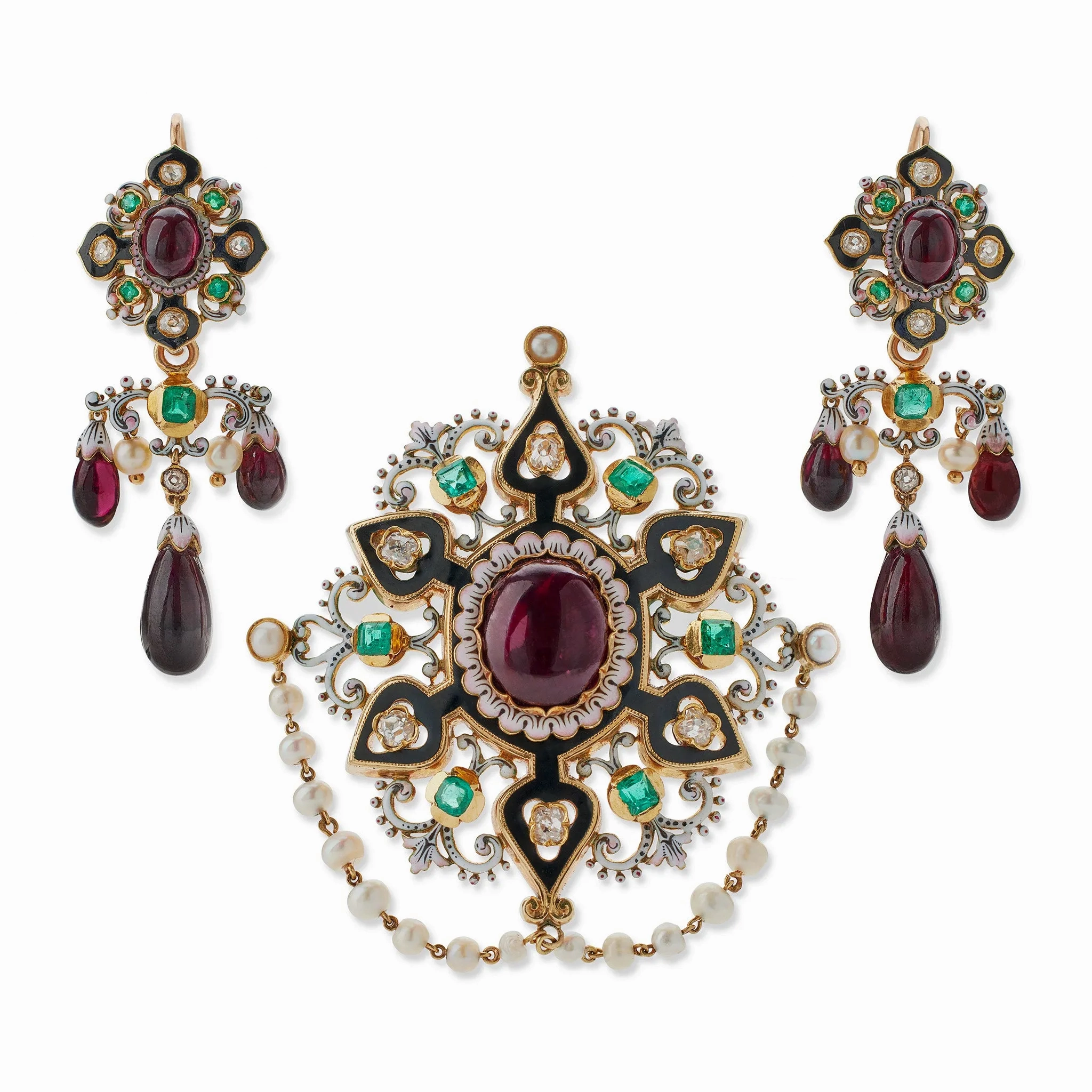 French Renaissance Revival &quot;Holbeinesque&quot; Demi-Parure