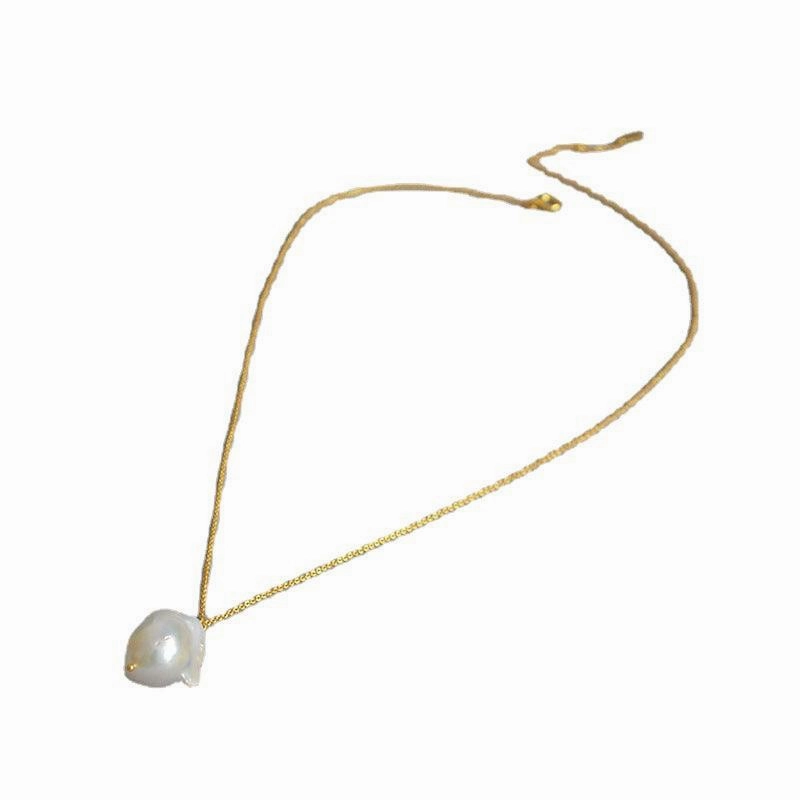 Freshwater Fish Tail Beads Shaped Baroque Pearl Pendant Simple Elegant Necklace