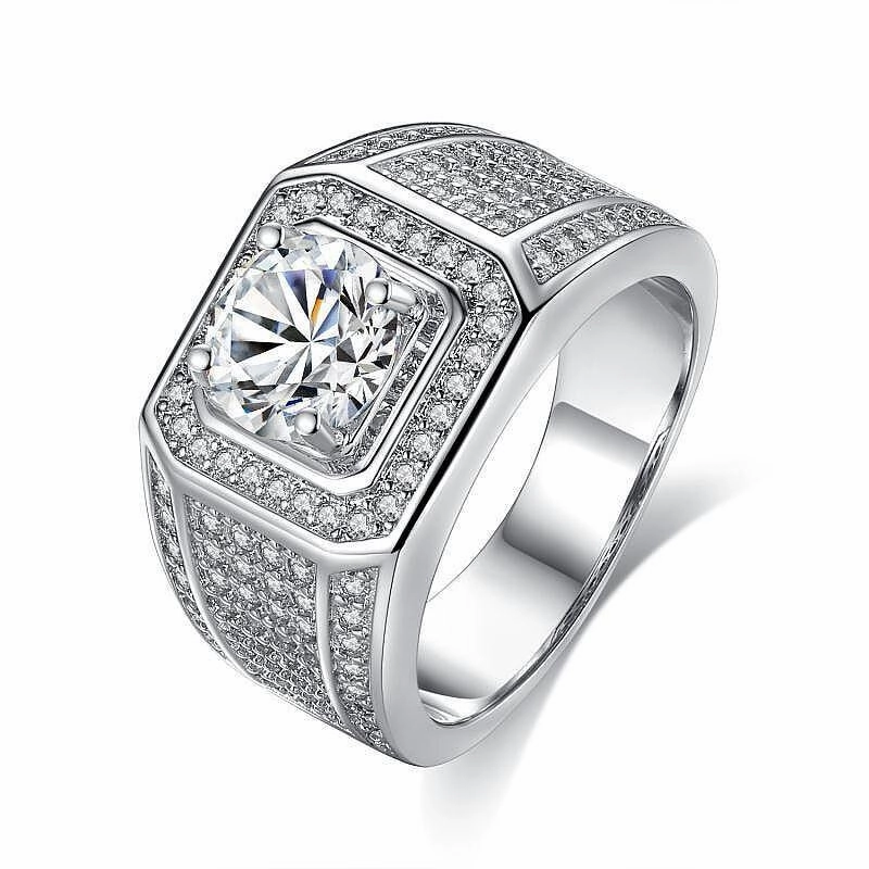 Full Diamond Inlaid Men's Diamond Ring