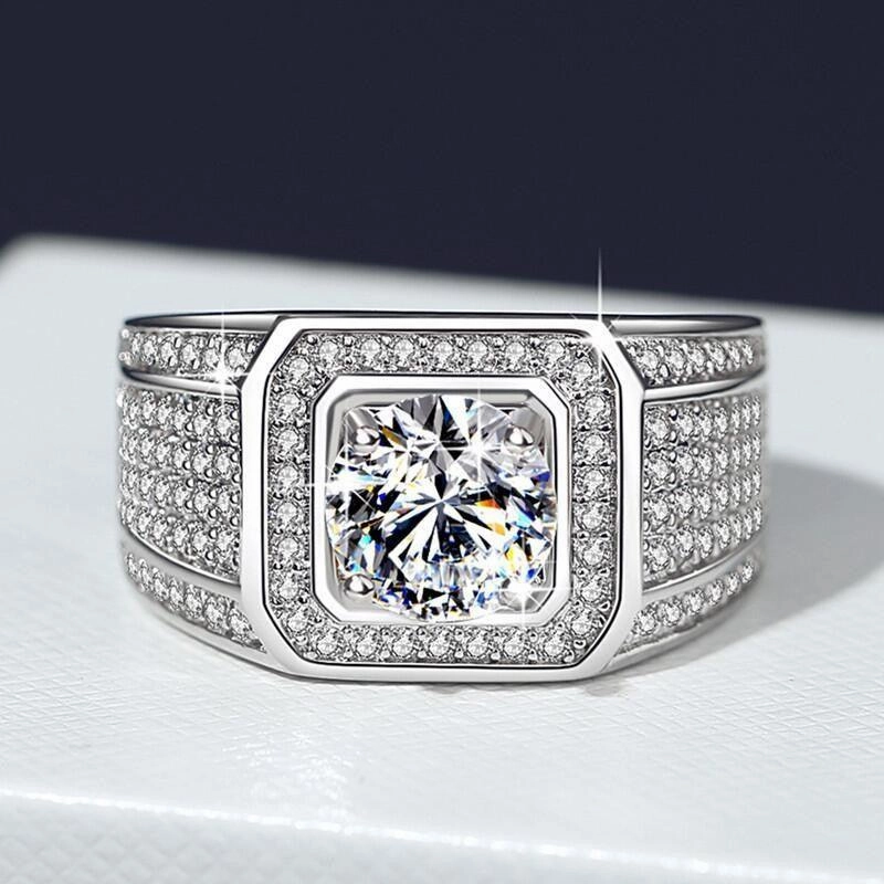 Full Diamond Inlaid Men's Diamond Ring