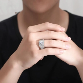 Full Diamond Inlaid Men's Diamond Ring 