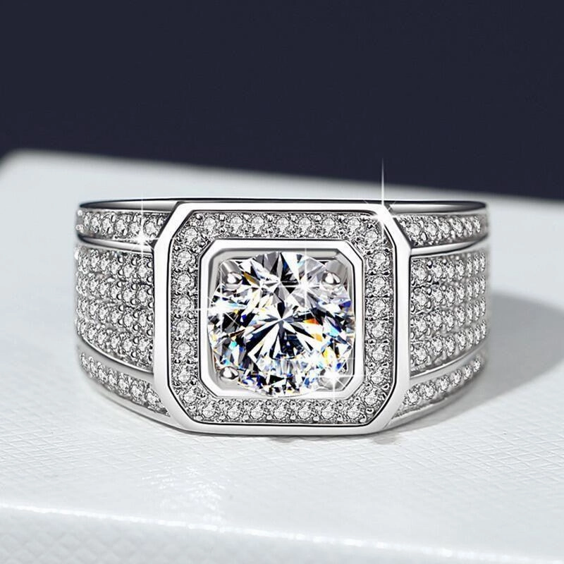 Full Diamond Inlaid Men's Diamond Ring