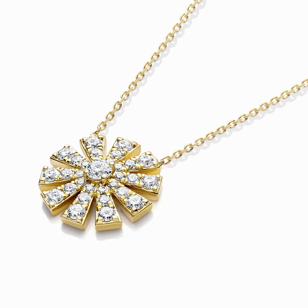 Full Sunrise Diamond Pendant Yellow Gold