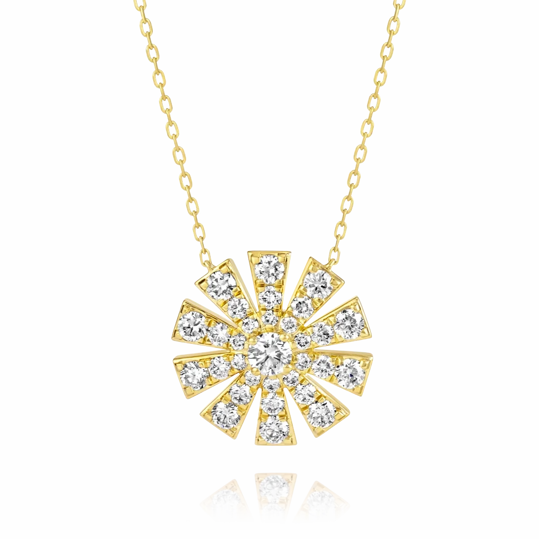 Full Sunrise Diamond Pendant Yellow Gold