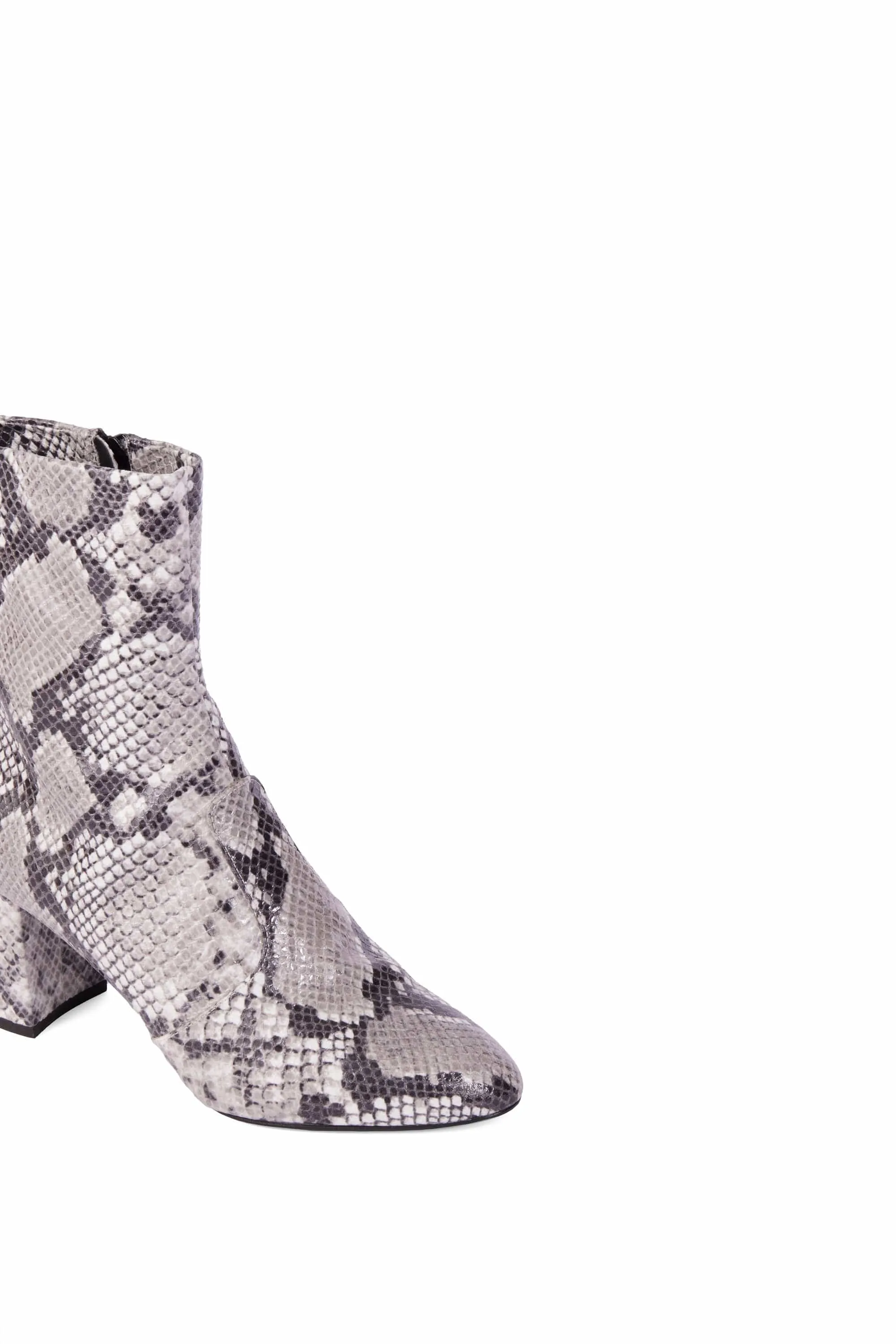 Gaby Vegan Leder Stiefel mit Absatz | Python Silber