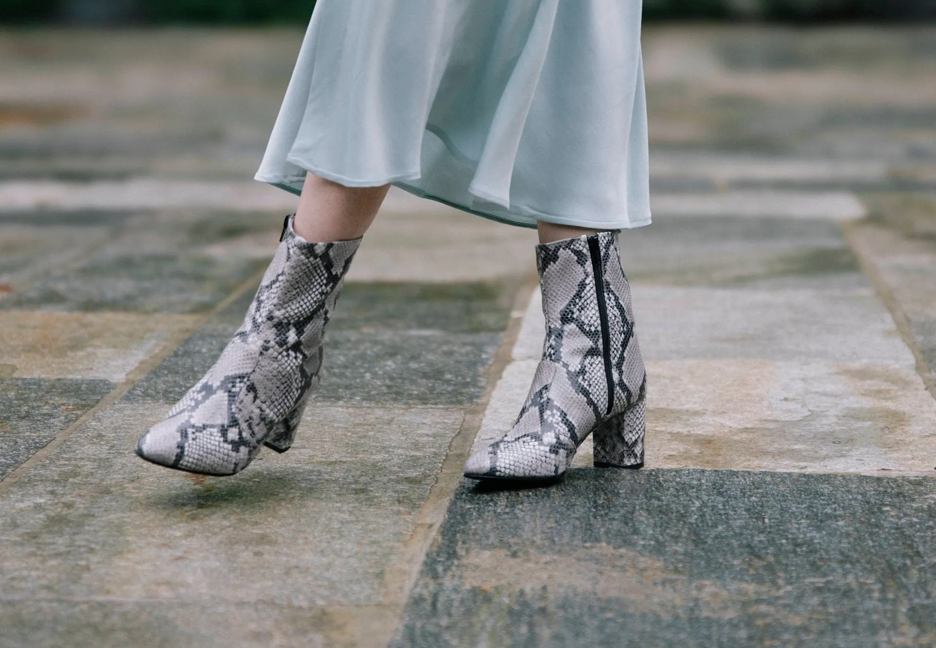 Gaby Vegan Leder Stiefel mit Absatz | Python Silber