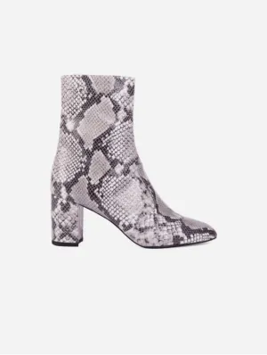 Gaby Vegan Leder Stiefel mit Absatz | Python Silber
