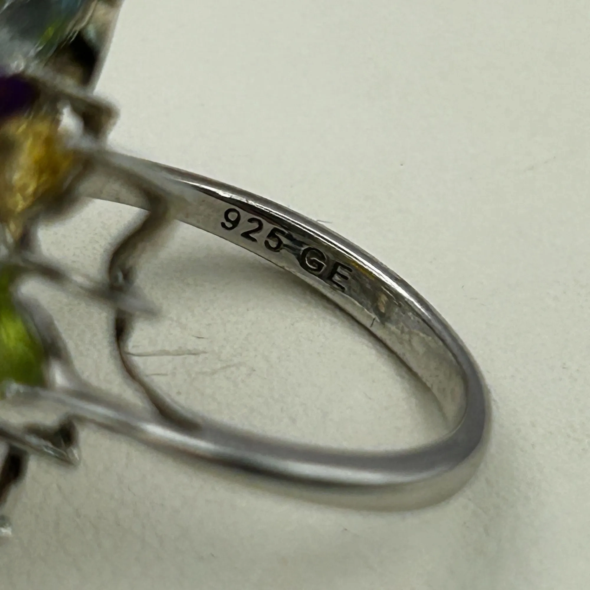 Gemstone Flower Ring Opal, Amethyst, Peridot, Golden Citrine, Blue Topaz SIZE 8