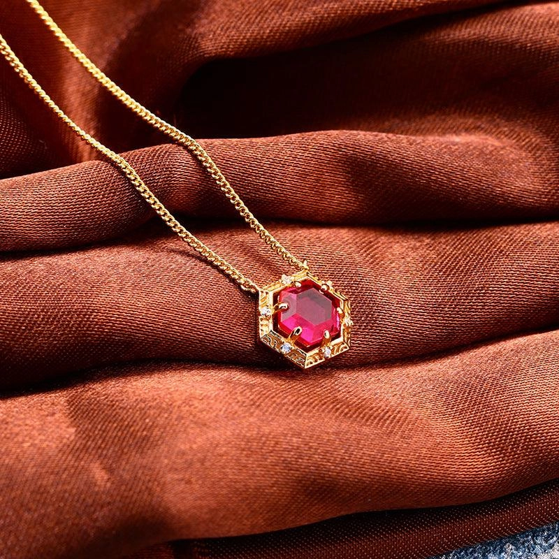 Geometric Hexagonal Antique Necklace