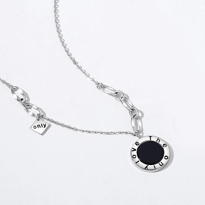 Geometric Round Couple Necklace Sterling Silver
