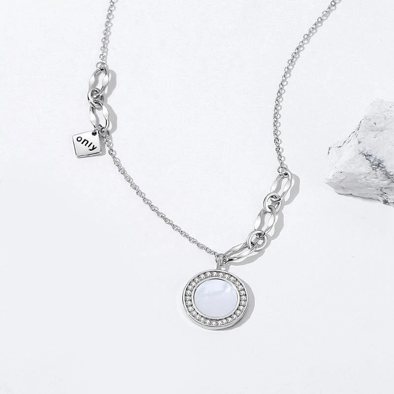 Geometric Round Couple Necklace Sterling Silver