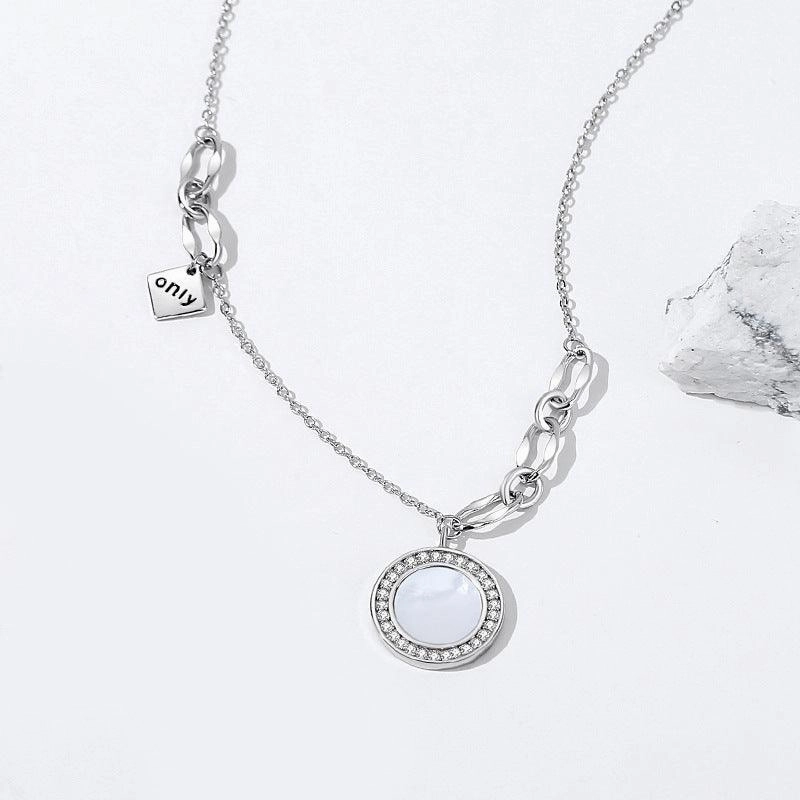 Geometric Round Couple Necklace Sterling Silver