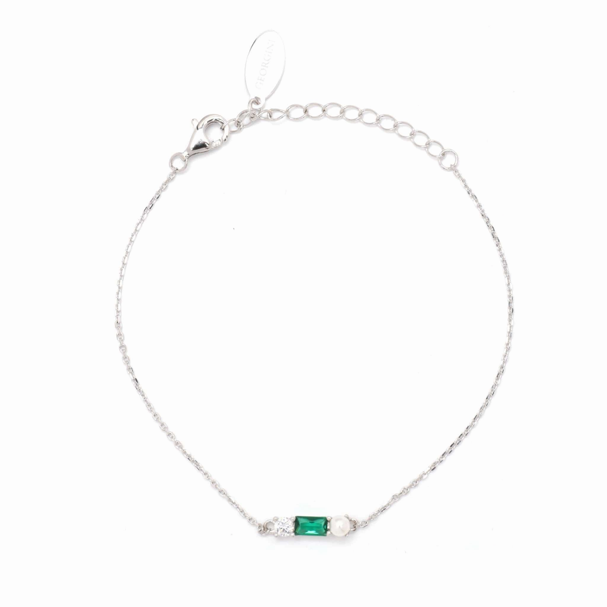 Georgini Gifts Emerald Isle Freshwater Pearl Bracelet In Emerald And Silver hand-chain-bracelet  