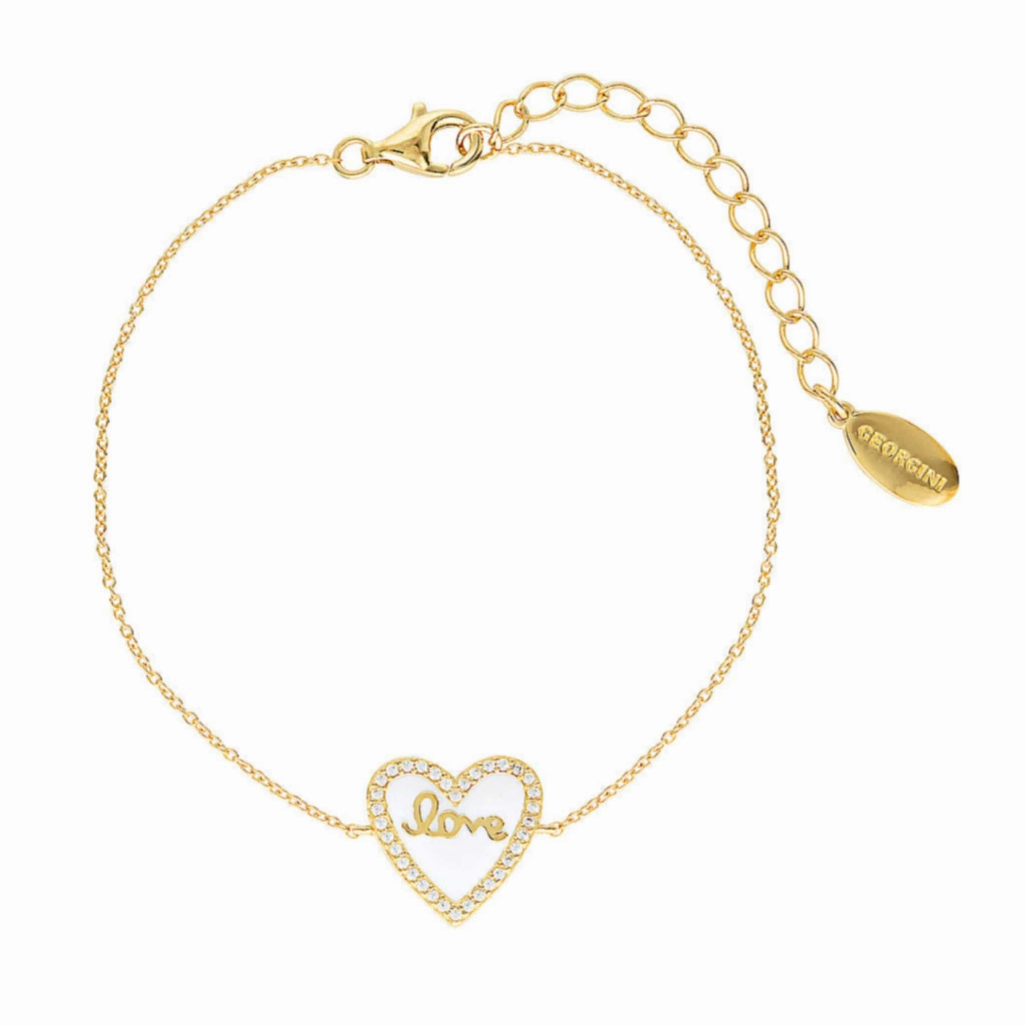 Georgini Reflection Enamel Love Heart Bracelet Gold hand-chain-bracelet  