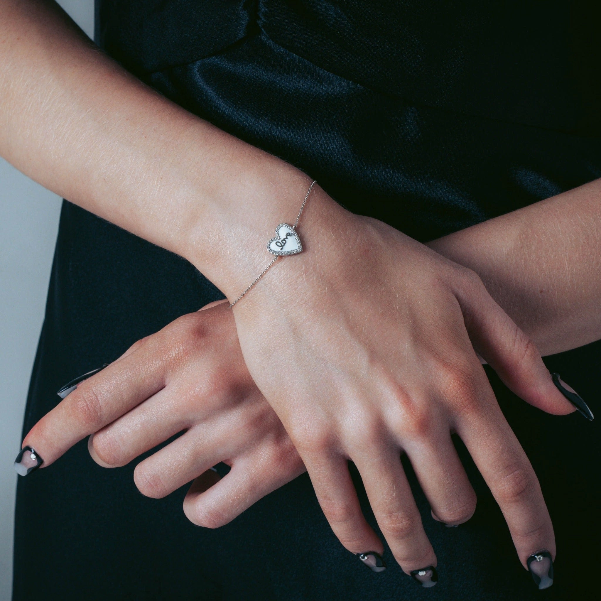 Georgini Reflection Enamel Love Heart Bracelet Silver