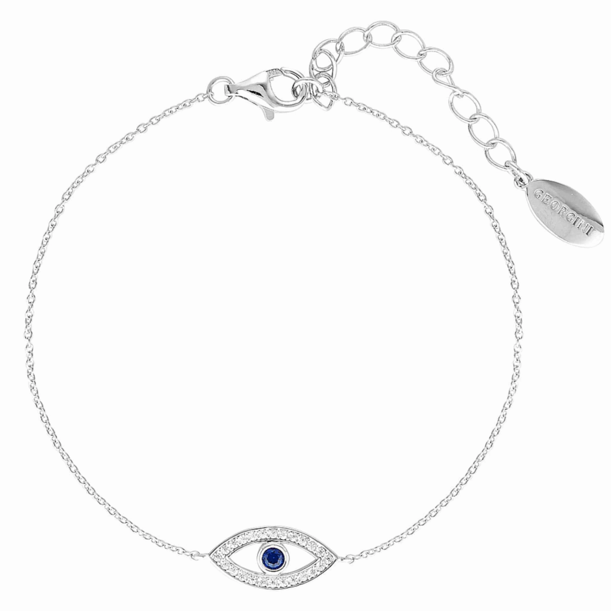 Georgini Rock Star Blue Evil Eye Silver Bracelet hand-chain-bracelet  