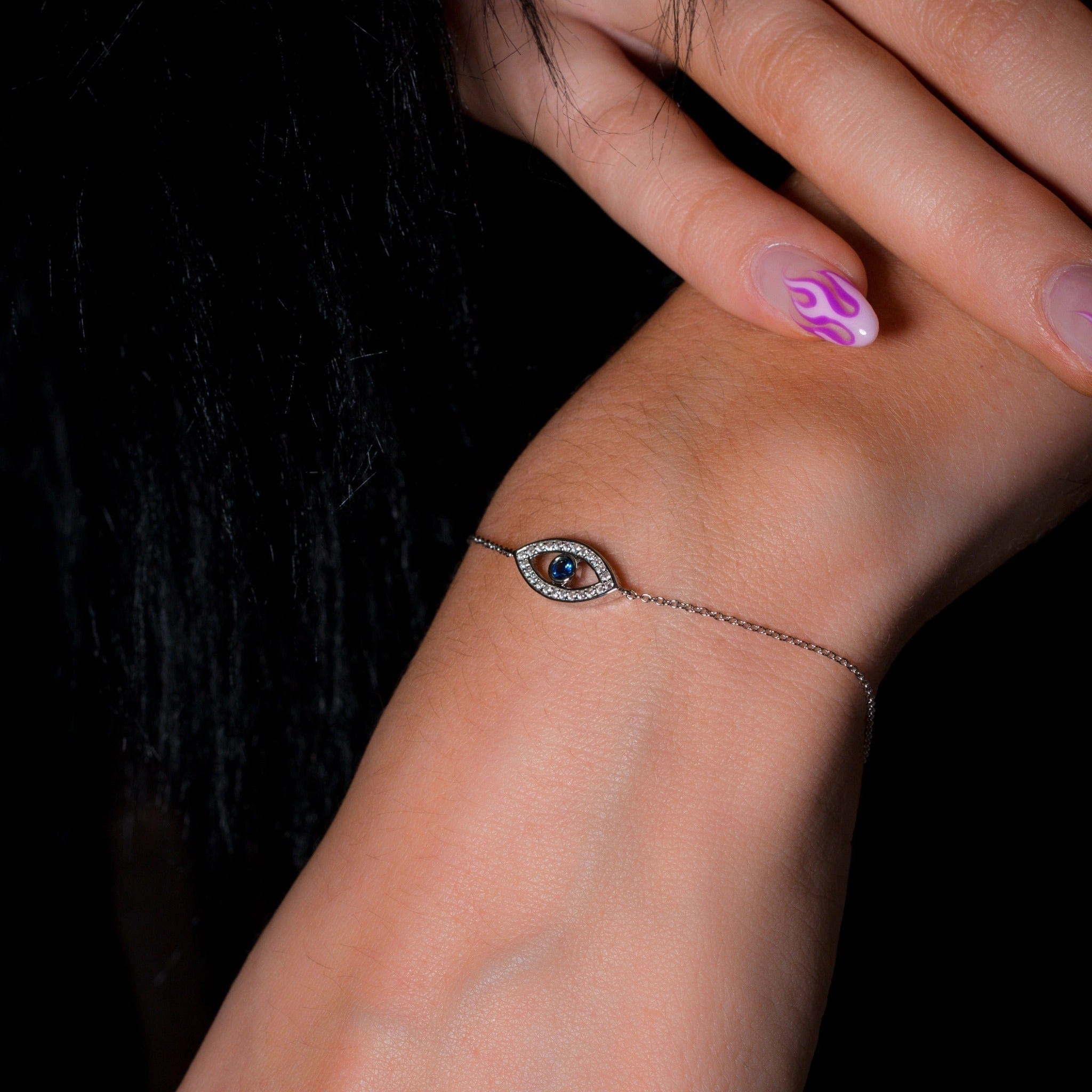 Georgini Rock Star Blue Evil Eye Silver Bracelet