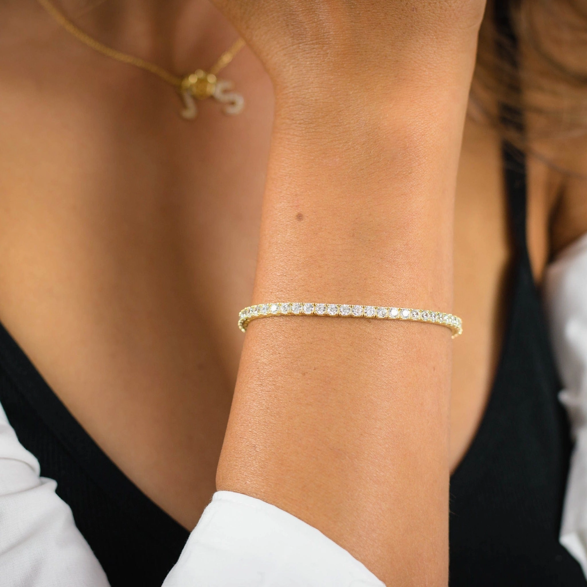 Georgini Selena 3mm Tennis Bracelet Gold 17.5cm