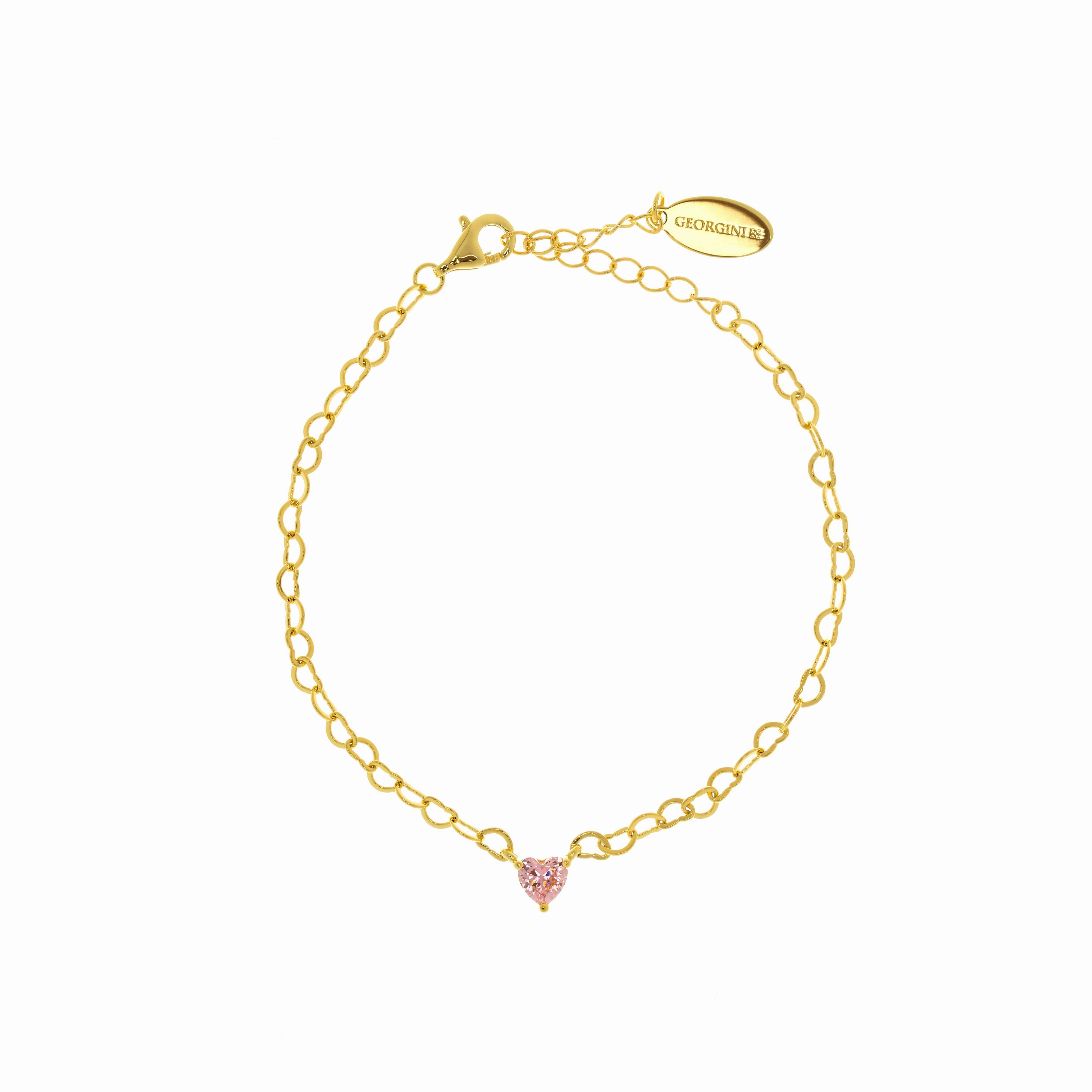Georgini Sweetheart Heart Chain Bracelet Pink Gold hand-chain-bracelet  