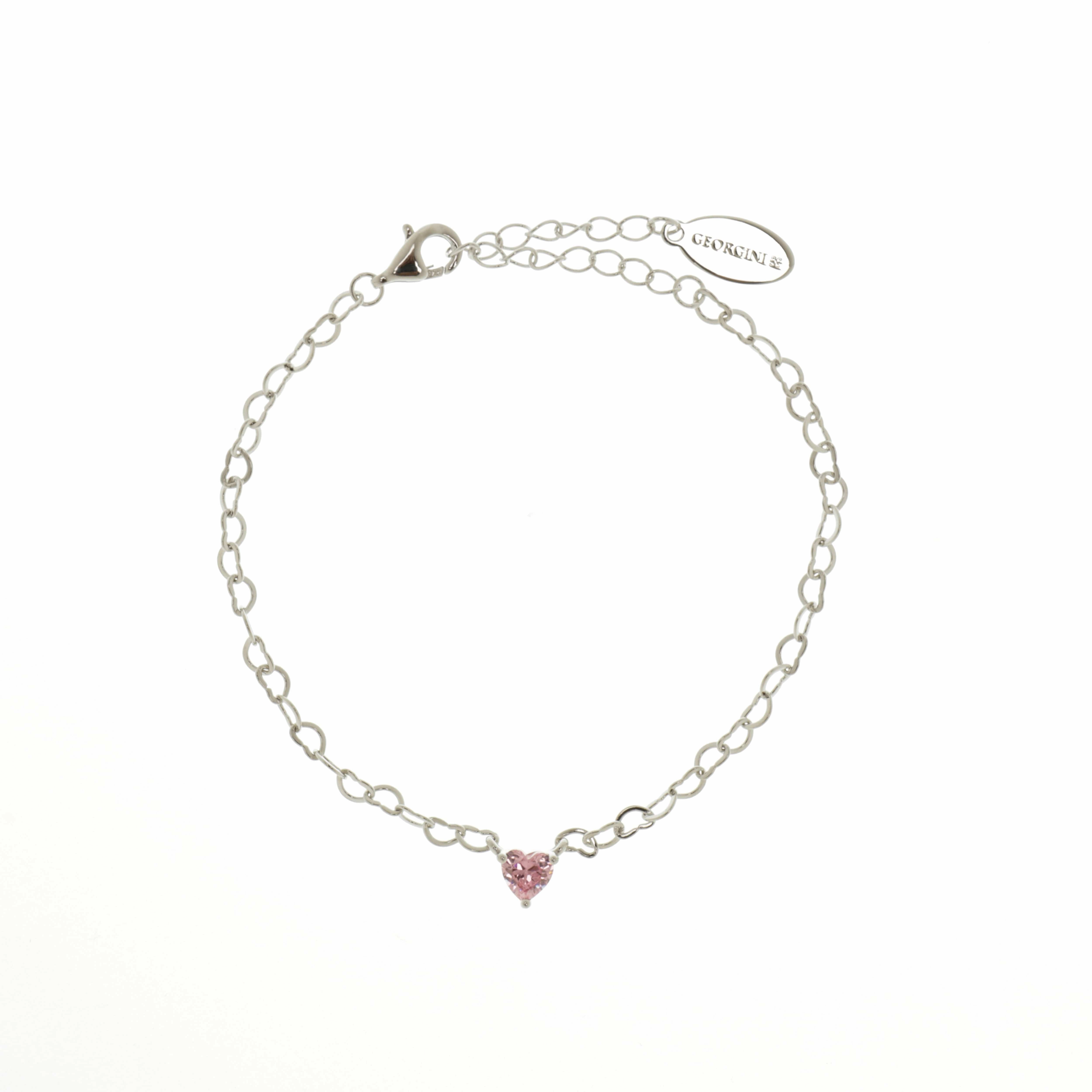 Georgini Sweetheart Heart Chain Bracelet Pink Silver hand-chain-bracelet  