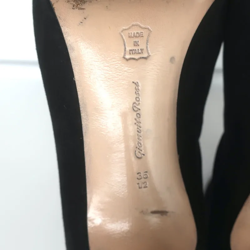 Gianvito Rossi Cecile Slouch Stiefeletten Schwarz Wildleder Größe 36,5