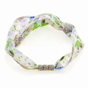 Giora' Soft Silk Bracelet with Swarovski Crystals White hand-chain-bracelet  